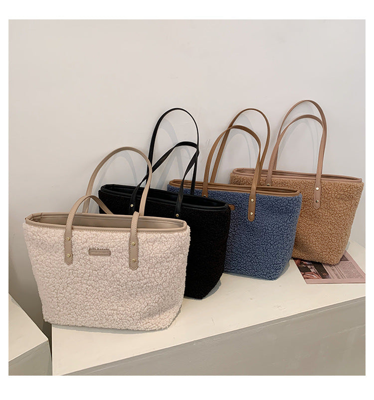 Damenhandtaschen Neue Lammleder-Taschen Achsel-Umhängetaschen Mode Große Kapazität Tragetaschen Handtaschen