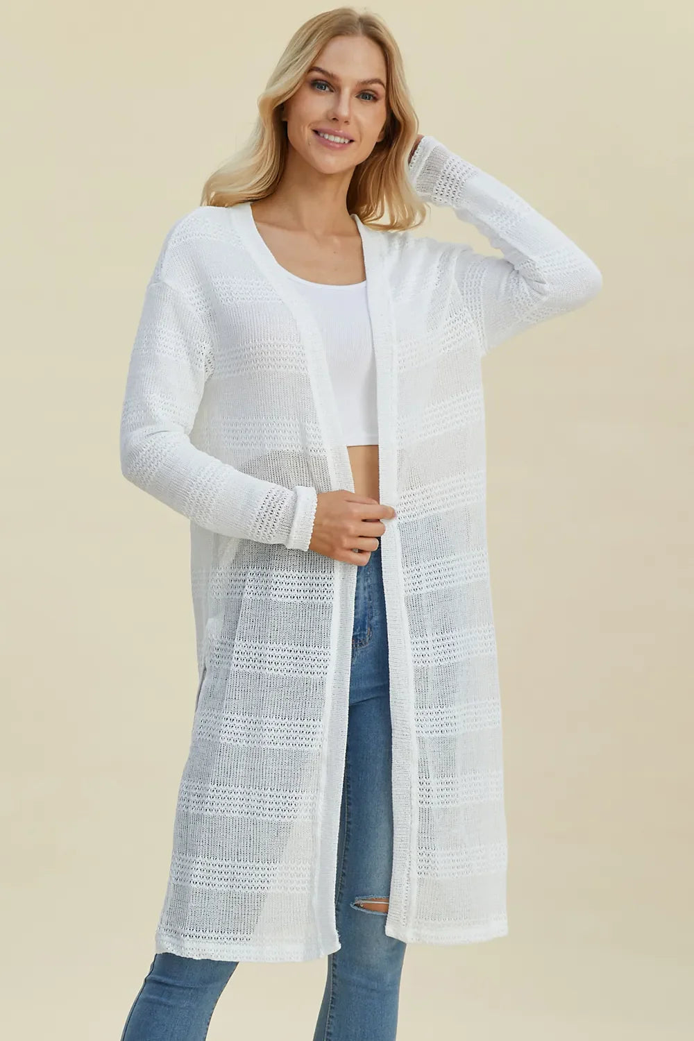 Cardigan long ouvert en maille Double Take