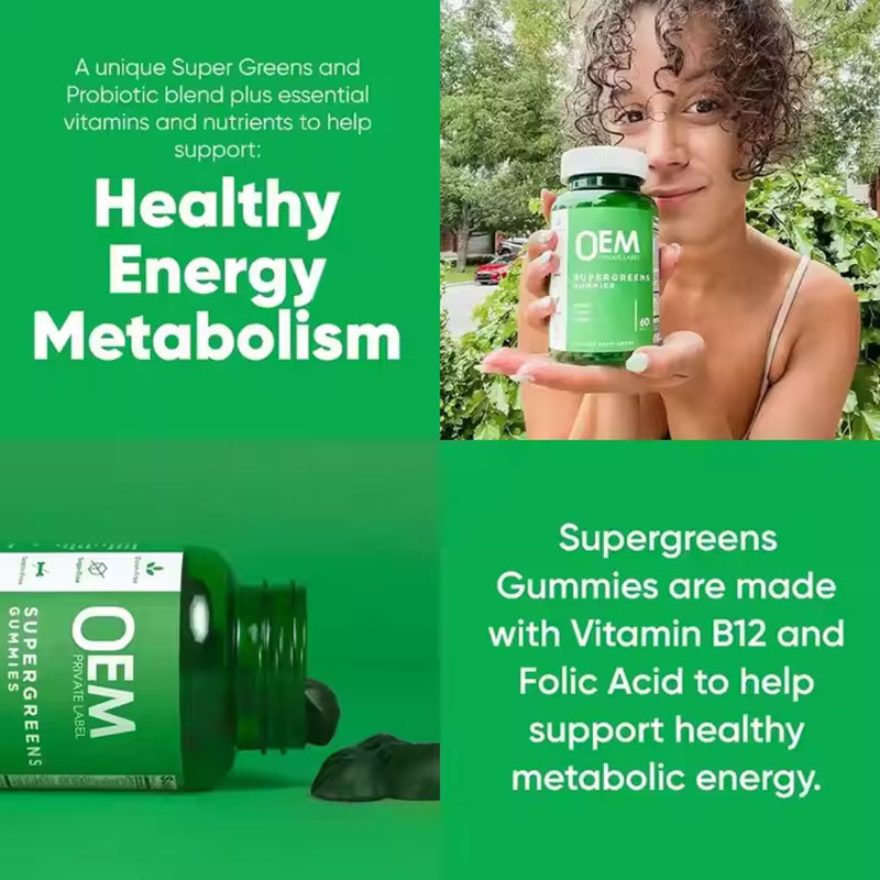 Gummies végétaliennes à la chlorophylle et super vitamines vertes