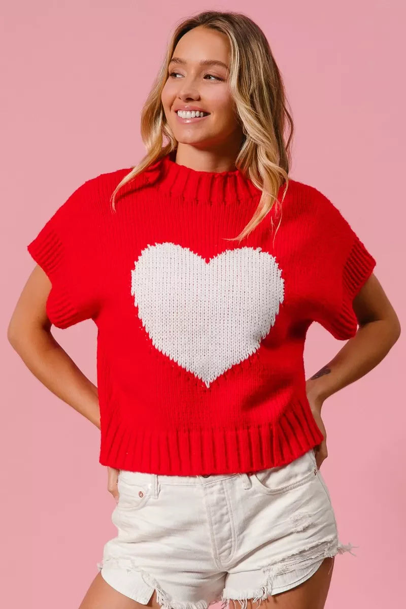 Pull de la Saint-Valentin BiBi avec motif cœur et bords-côtes