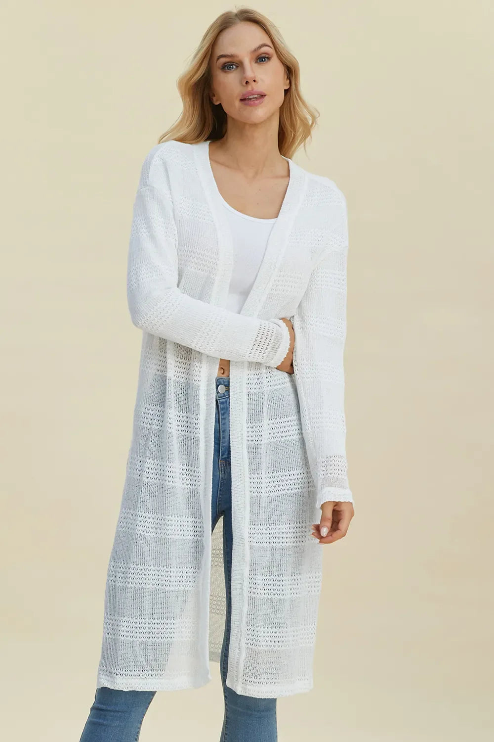 Cardigan long ouvert en maille Double Take