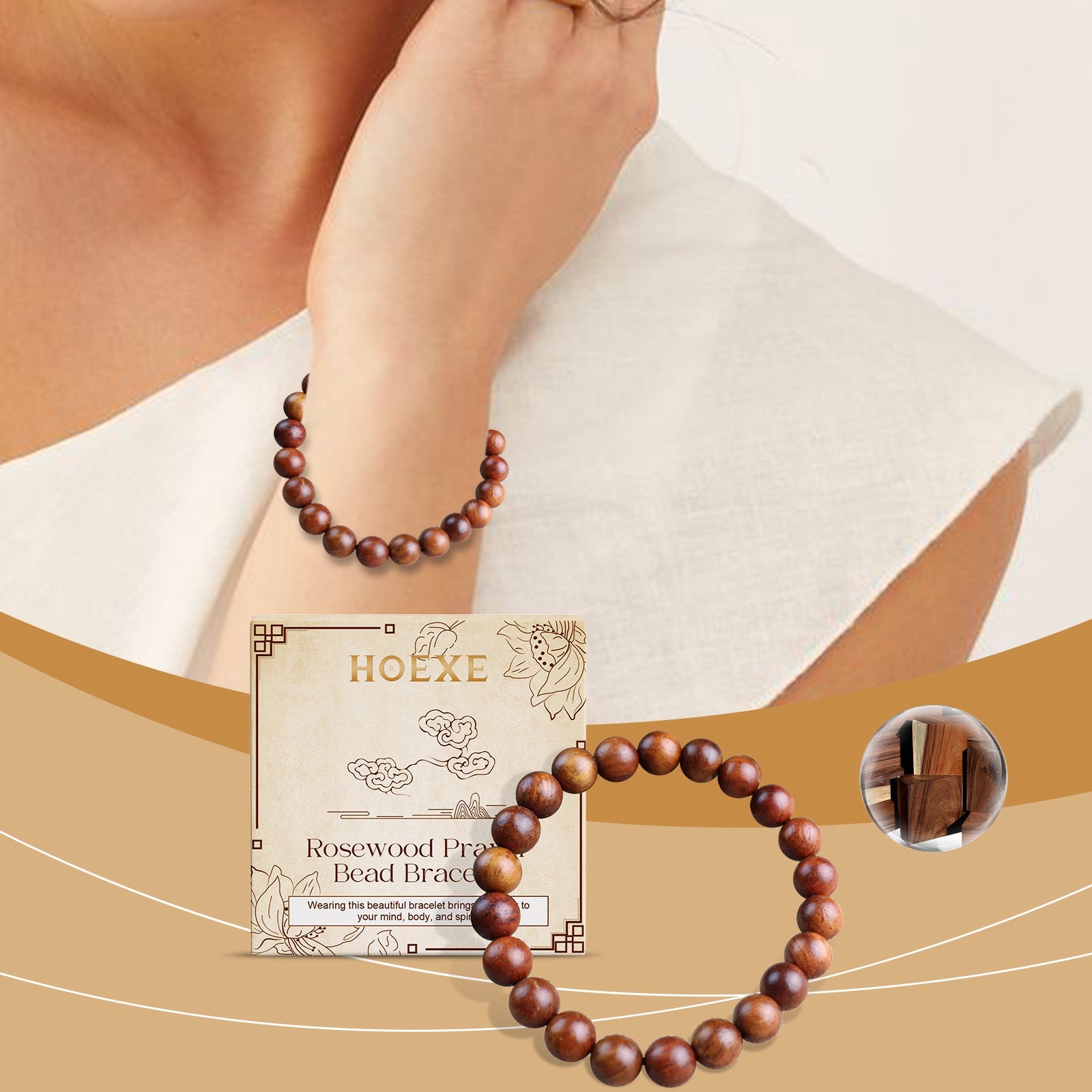 Palisander Armband Unisex Alltagsdekor mit Palisander Perlenarmband