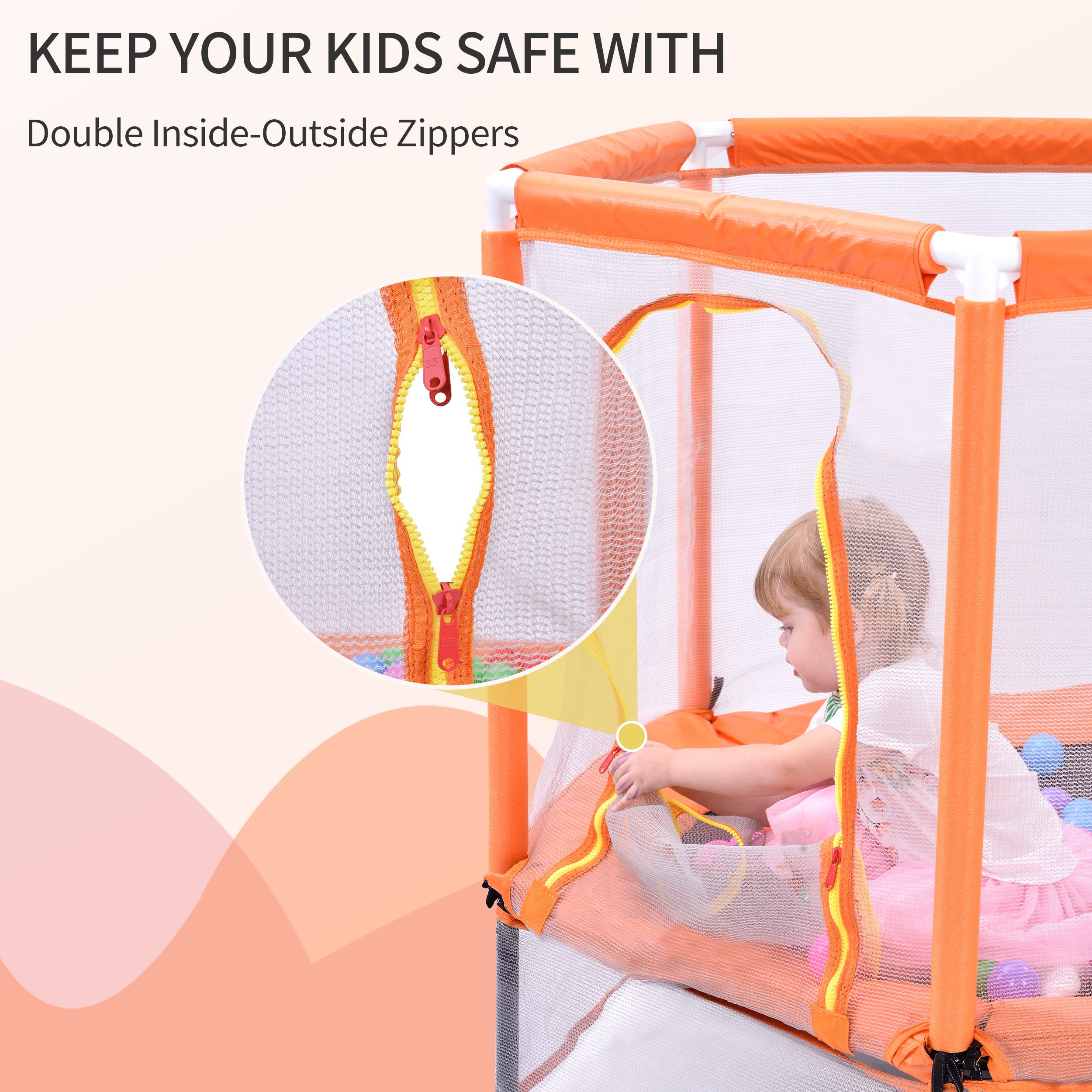Trampoline pour tout-petits 55'' avec filet de sécurité et balles, mini trampoline intérieur/extérieur pour enfants
