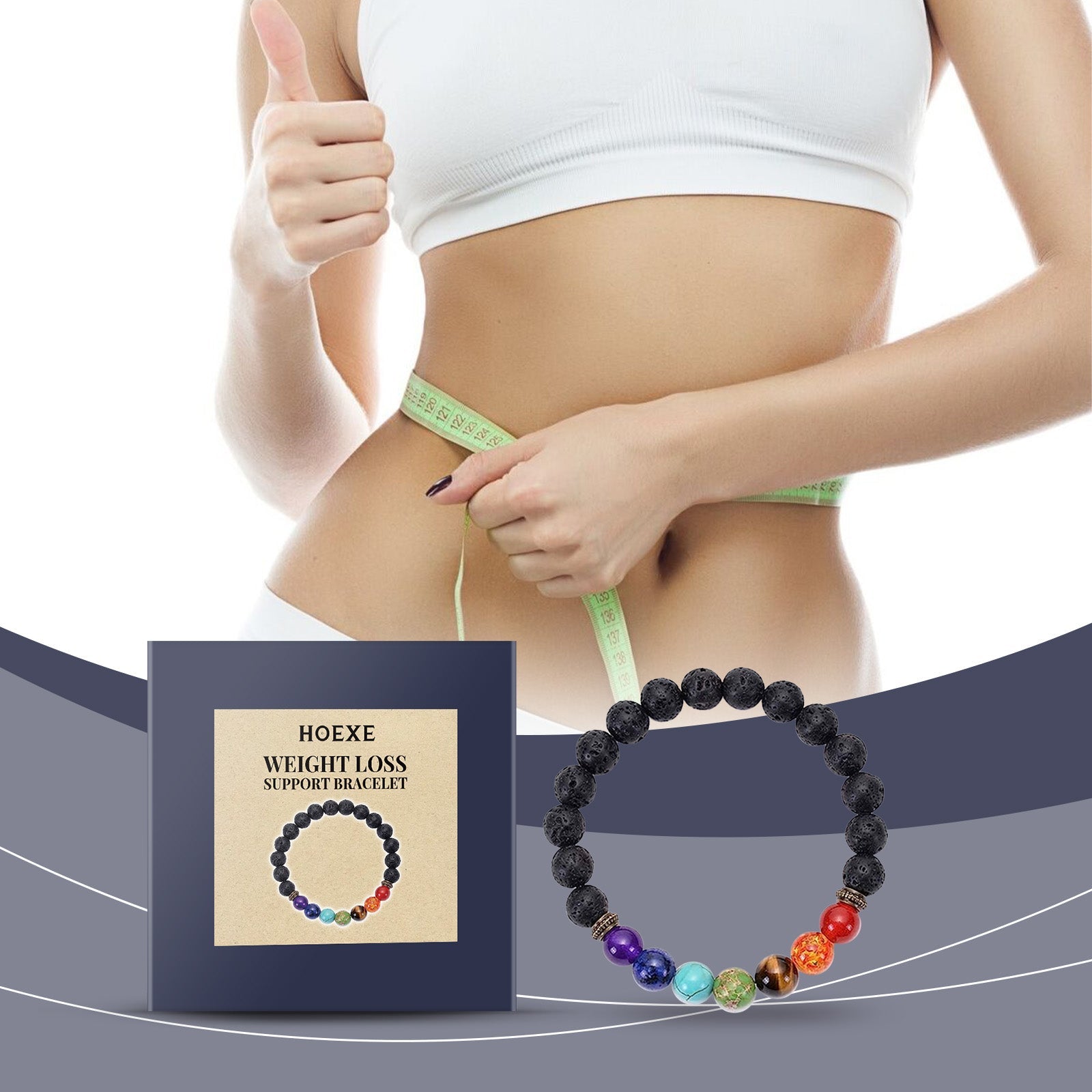 Bracelet de perles, bracelet de perles colorées en pierre volcanique pour femme, tressé et réglable