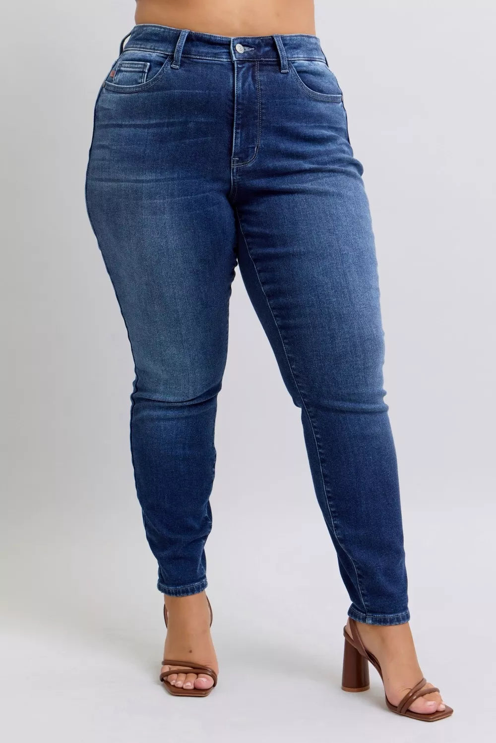 Judy Blue Thermohose, Röhrenschnitt, verwaschen, Große Größen