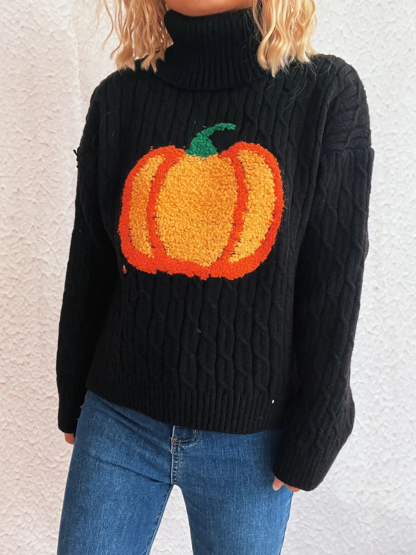 Kürbis Rollkragenpullover Langarm
