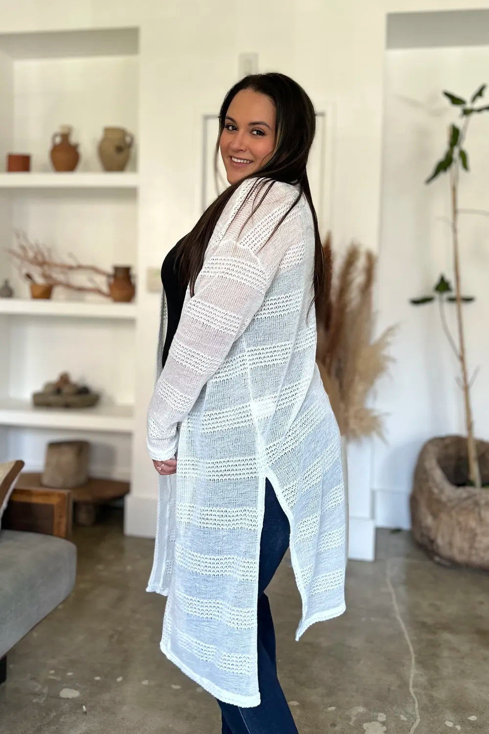 Cardigan long ouvert en maille Double Take