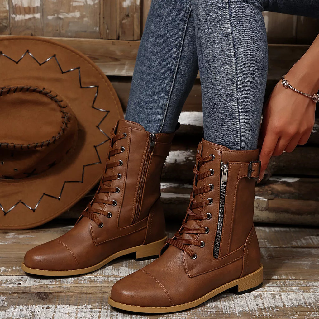 Bottes à talons carrés et bouts ronds