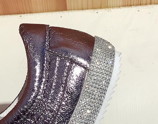 Baskets Femme Plates Dorées Argentées Strass Bling Chaussures Décontractées Luxe Coréen Creepers Superstar Chaussures Streetwear