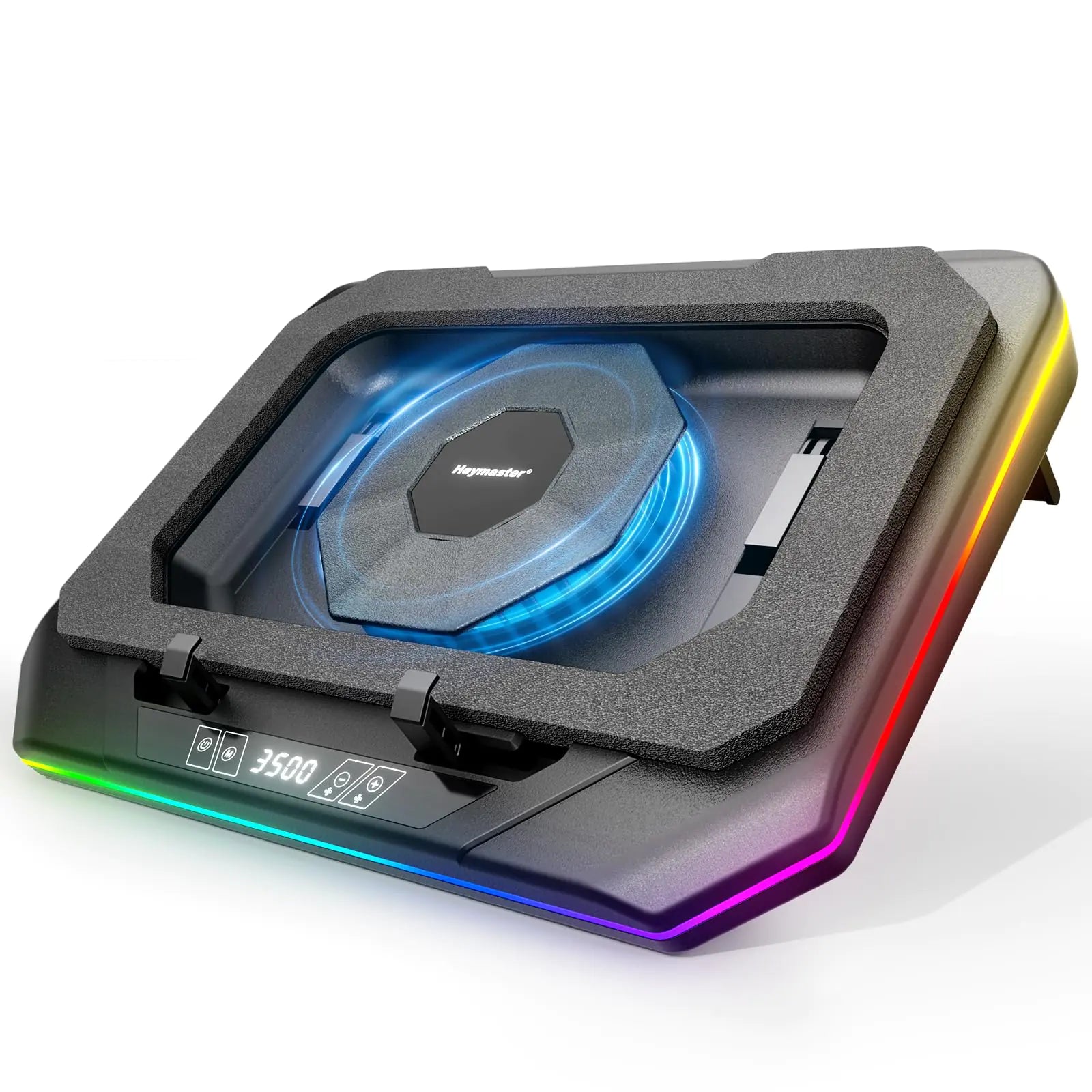 Laptop-Kühlpad Gaming Laptop Kühler mit RGB-Licht Laptop-Kühlständer mit 3500 U/min einstellbarer Lüftergeschwindigkeit, 3-Port-USB-Hub, LED-Bildschirm und Touch-Steuerung für 12-19 Zoll Laptops