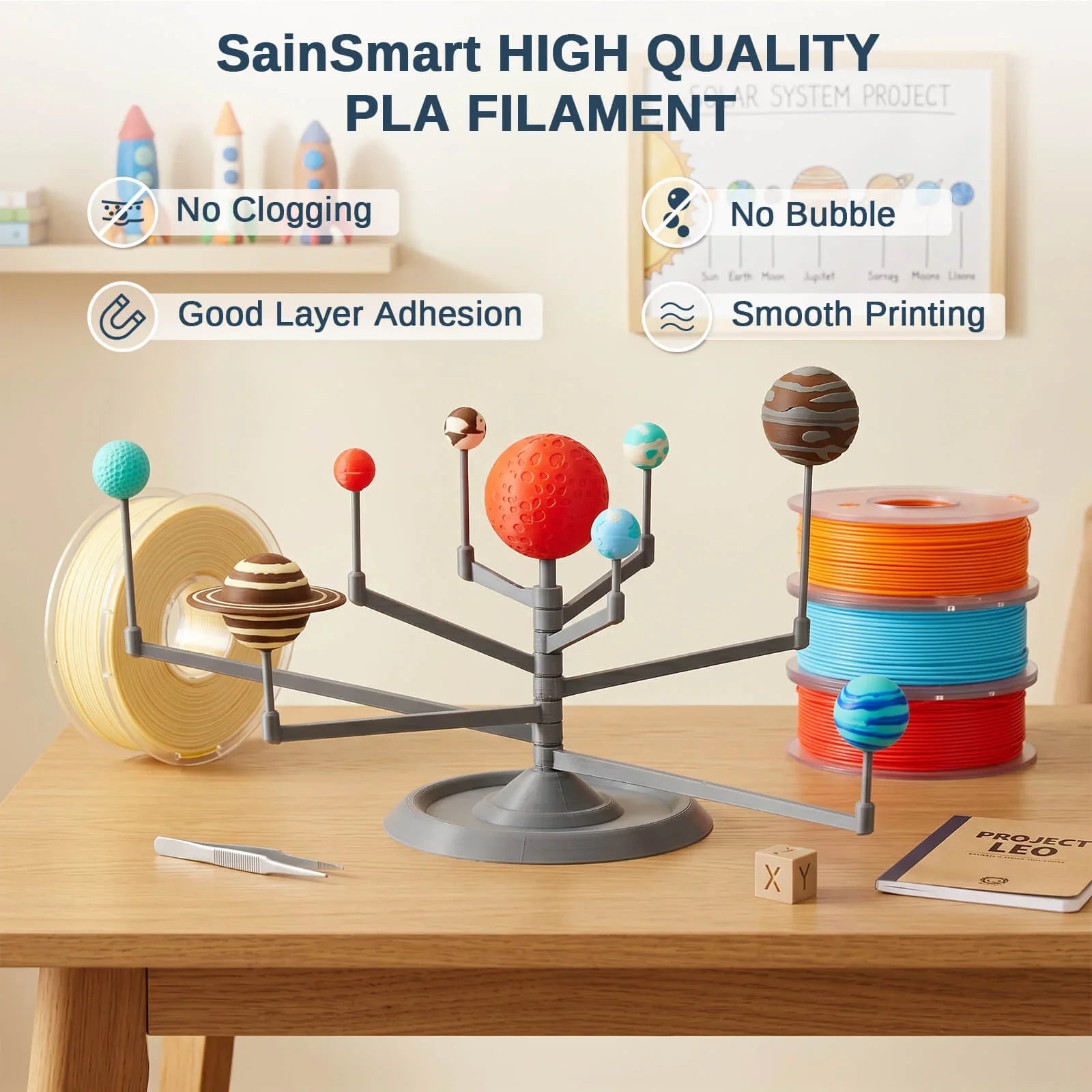 PLA Filament 1,75 mm, Planet Explorer 8-Farben Mini-Spulen-Bundle, je 250 g, High-Speed PLA, +/-0,02 mm Genauigkeit, leicht zu drucken, kompatibel mit den meisten FDM 3D-Druckern