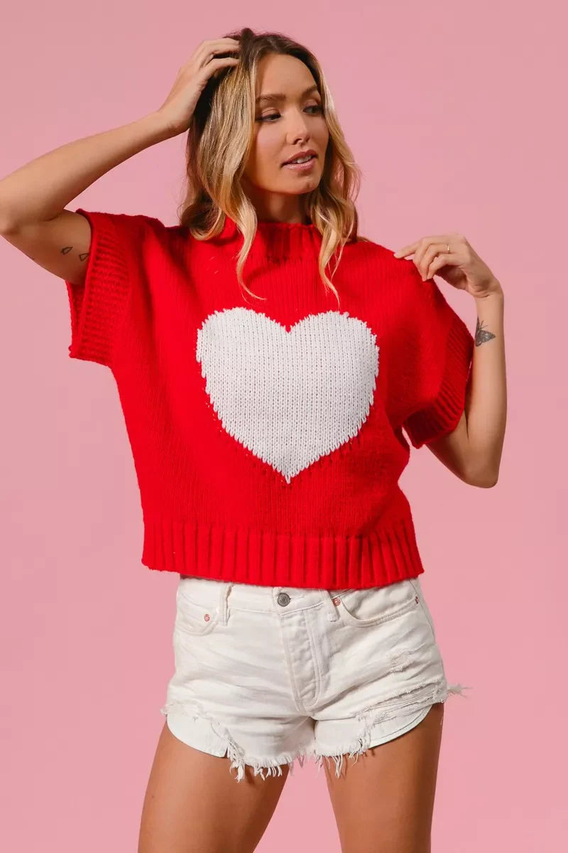 Pull de la Saint-Valentin BiBi avec motif cœur et bords-côtes