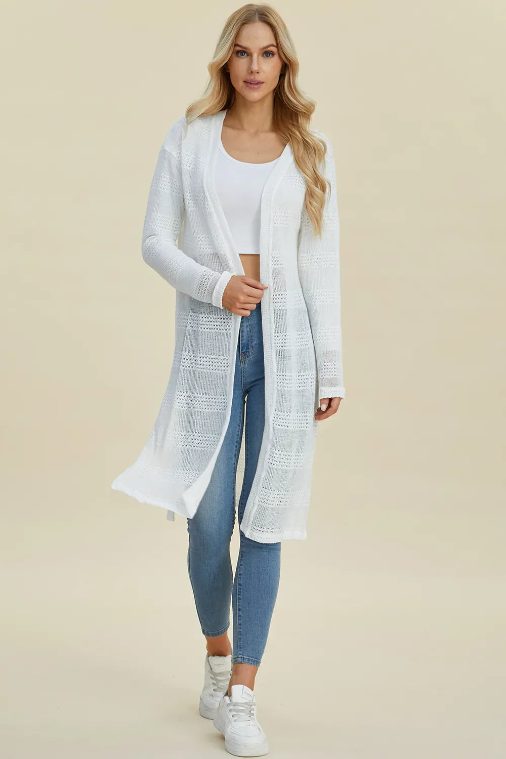 Cardigan long ouvert en maille Double Take