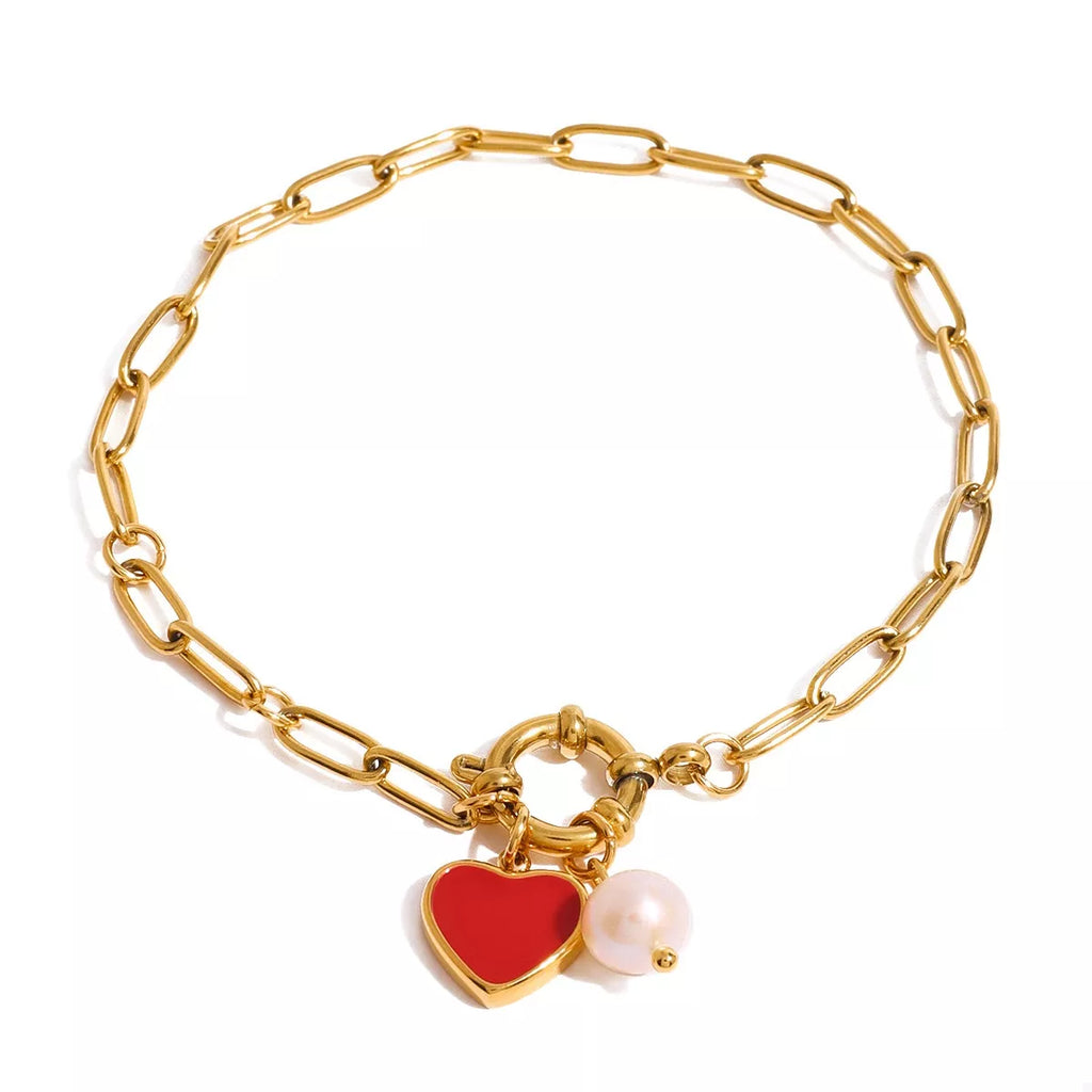 Bracelet à breloque cœur plaqué or 18 carats