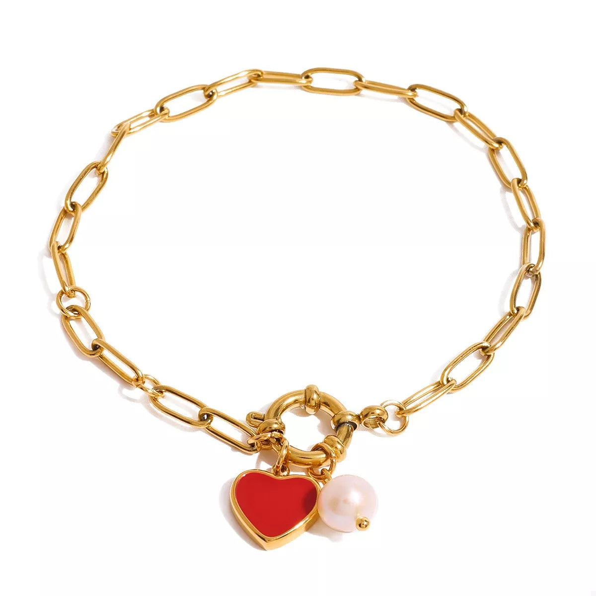 Bracelet à breloque cœur plaqué or 18 carats
