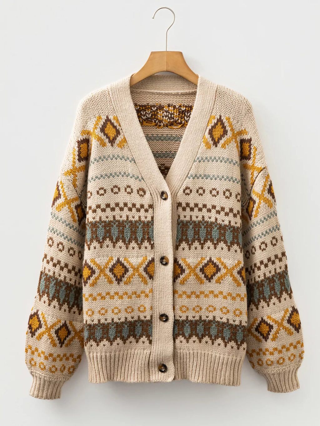 Cardigan boutonné à col en V en maille de style occidental