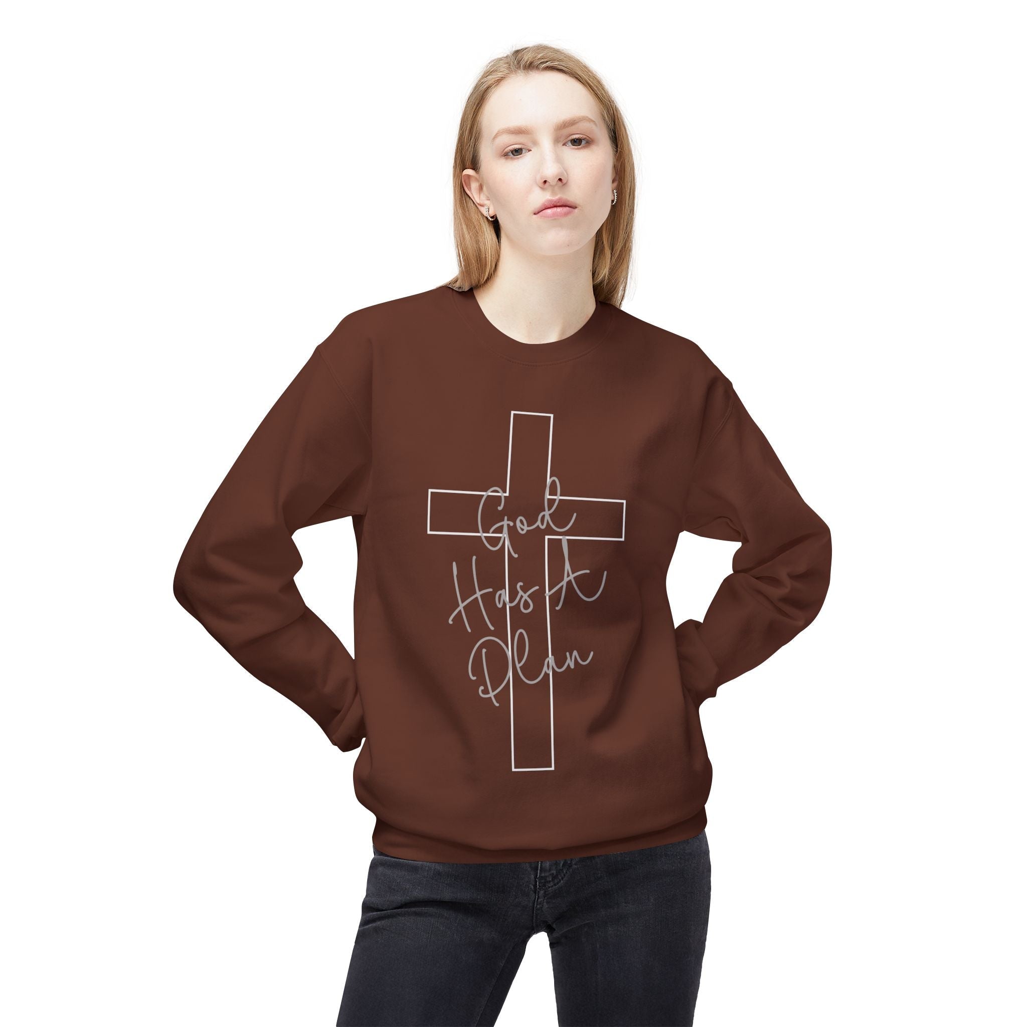Gott hat einen Plan Rundhals-Sweatshirt – Jeremia 29:11 Christlicher Pullover