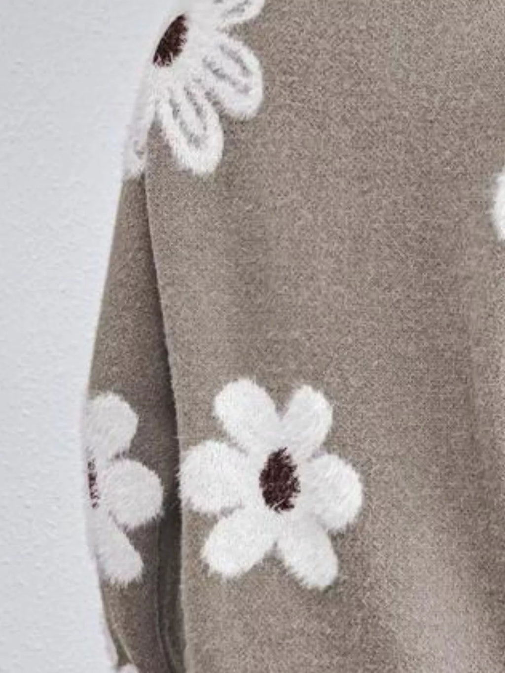 Geblümter V-Ausschnitt Langarm-Pullover
