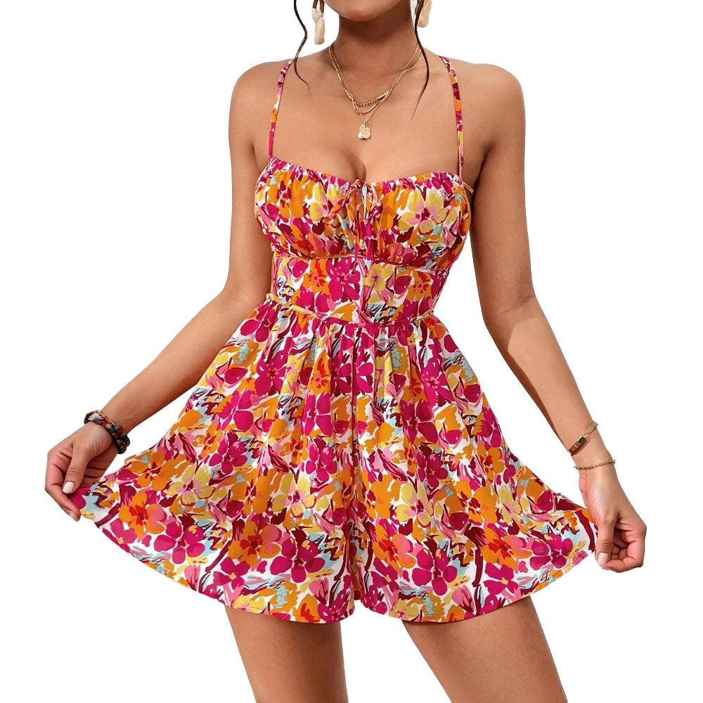 Damen Urlaubsstil Kleid Frühling und Sommer neue florale kurzer Rock