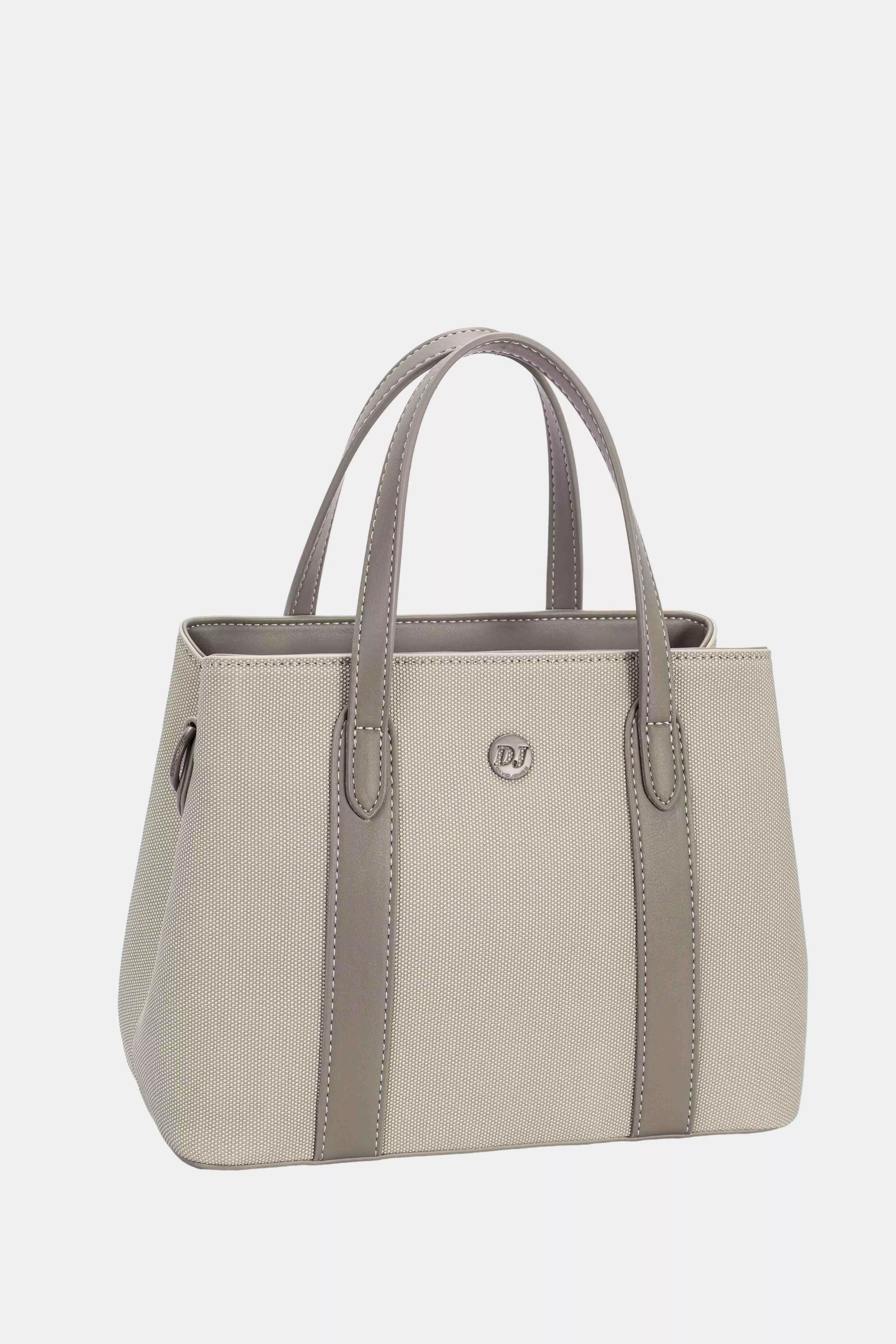 David Jones Canvas-Handtasche mit Lederbesatz