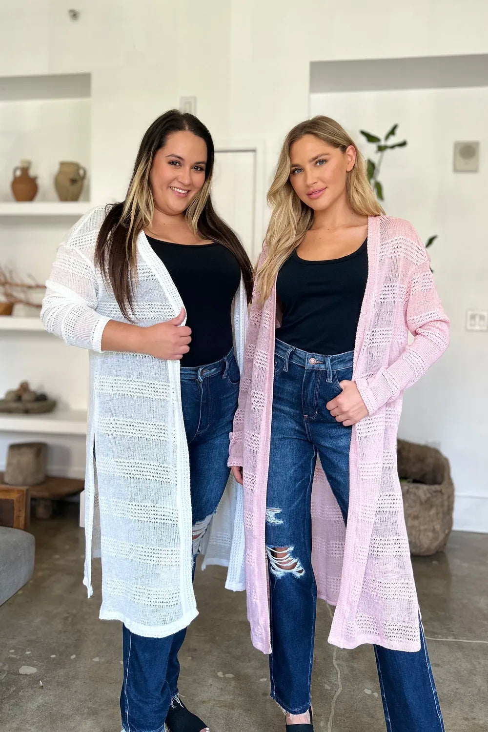 Cardigan long ouvert en maille Double Take