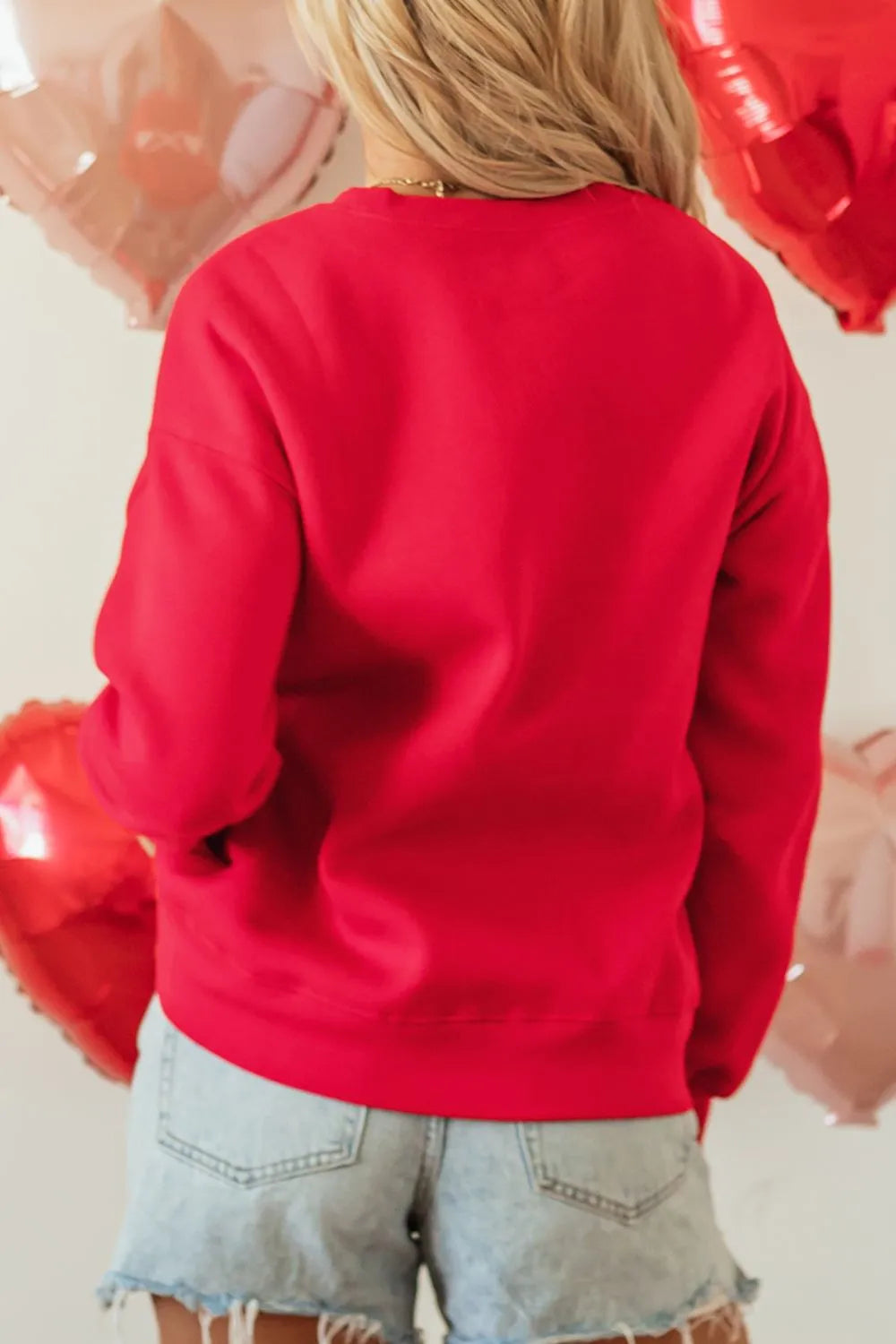 Valentinstag XOXO Rundhals-Sweatshirt mit überschnittenen Schultern