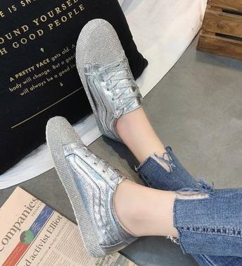 Sneakers Damen Flats Gold Silber Schuhe Strass Bling Freizeitschuhe Koreanische Luxus Creepers Superstar Schuhe Streetwear