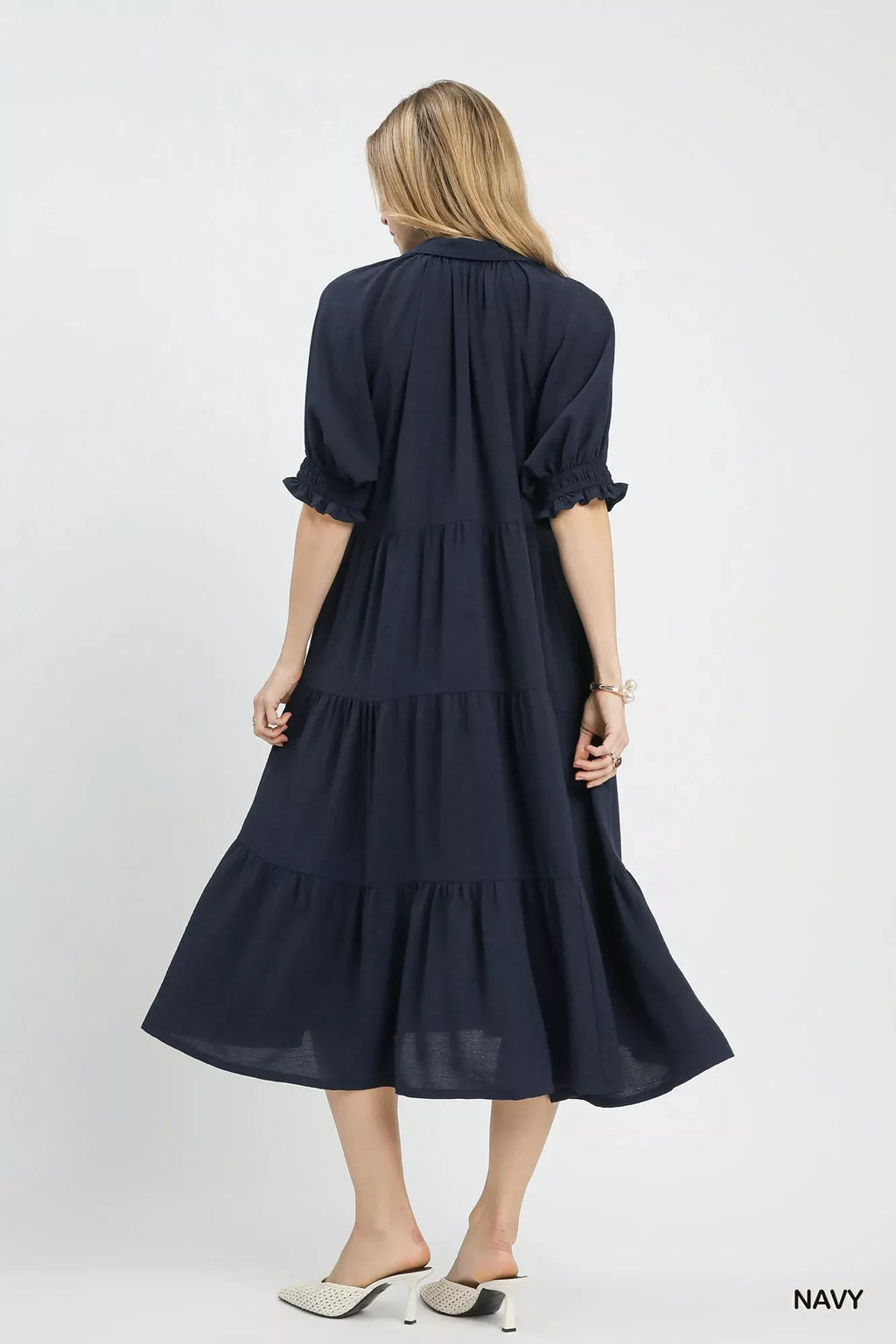 Robe midi étagée unie Umgee