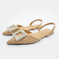 Flache Schuhe Perlen Espadrilles für Damen Lässige Slingback Strassschuhe Damen Frühling Sommer Damen Halbschuhe mit niedrigem Absatz