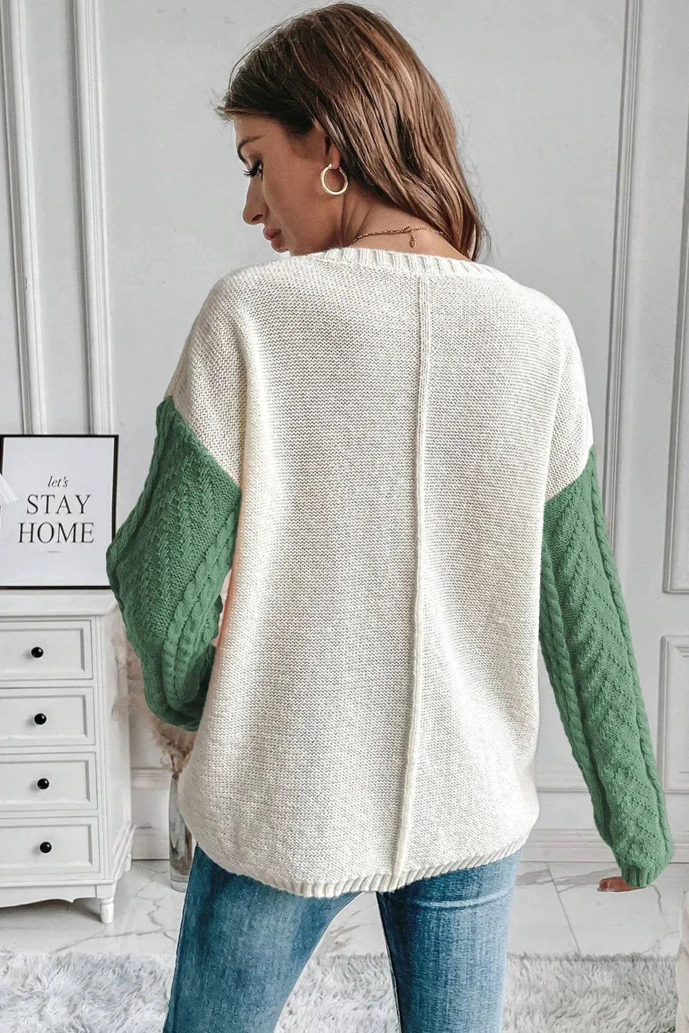 Double Take Colorblock-Pullover mit überschnittenen Schultern