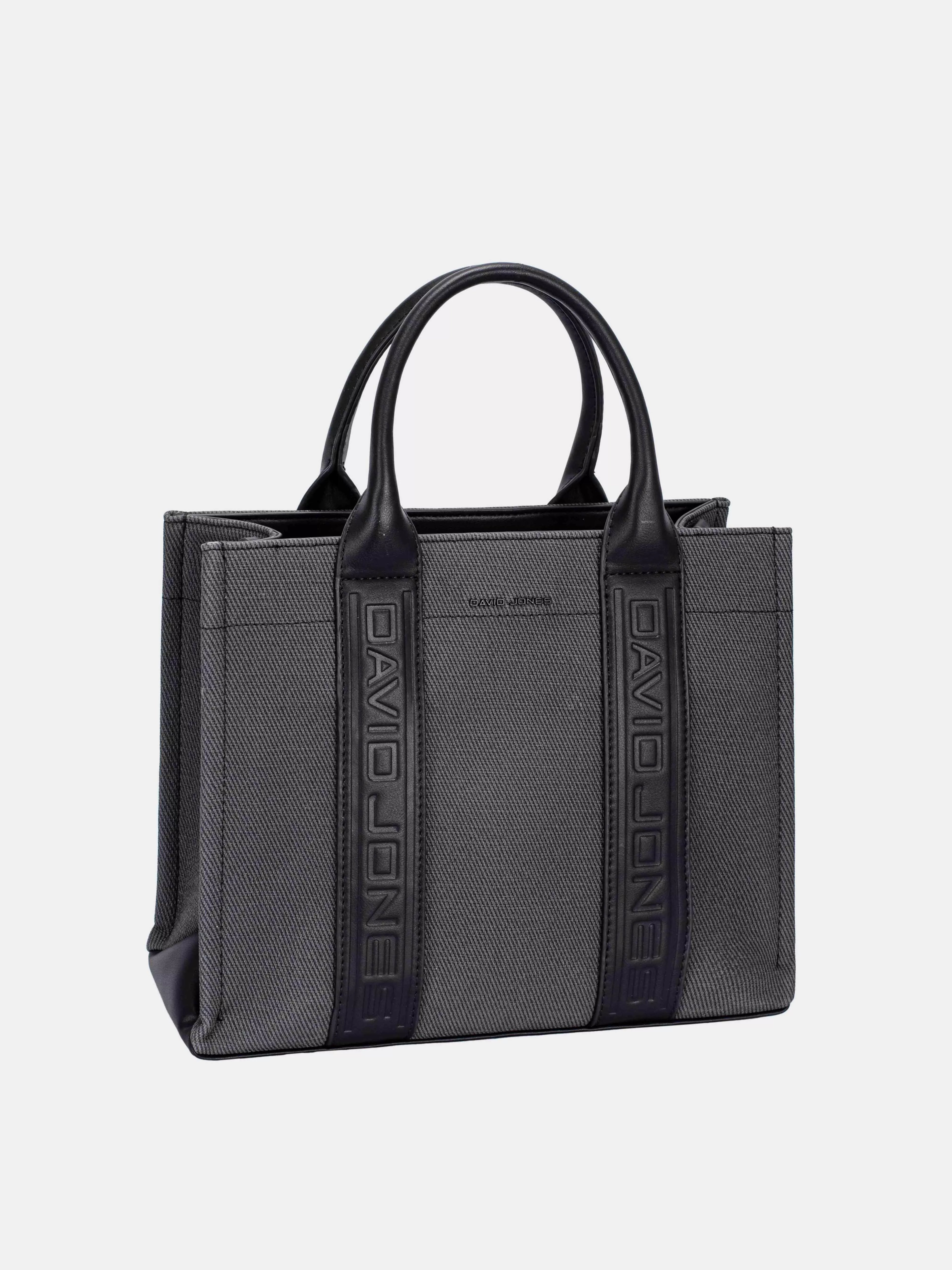 David Jones Canvas-Einkaufstasche mit kontrastierenden Ledergriffen