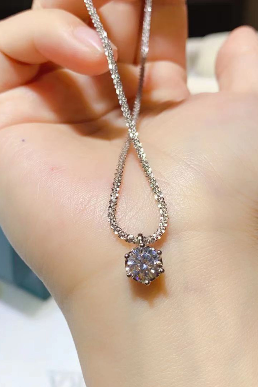 1 Karat Moissanit Halskette aus 925er Sterlingsilber