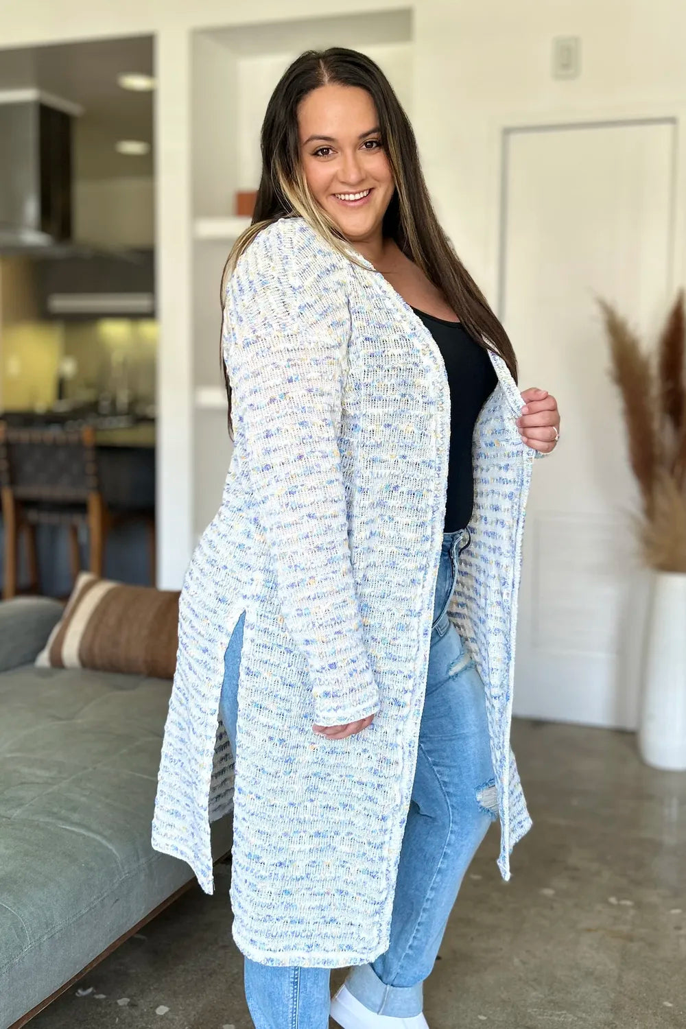 Cardigan long ouvert en maille Double Take