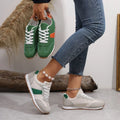 PU-Leder Kontrastfarbene Zehenkappen Runde Zehenpartie Flats Sneakers