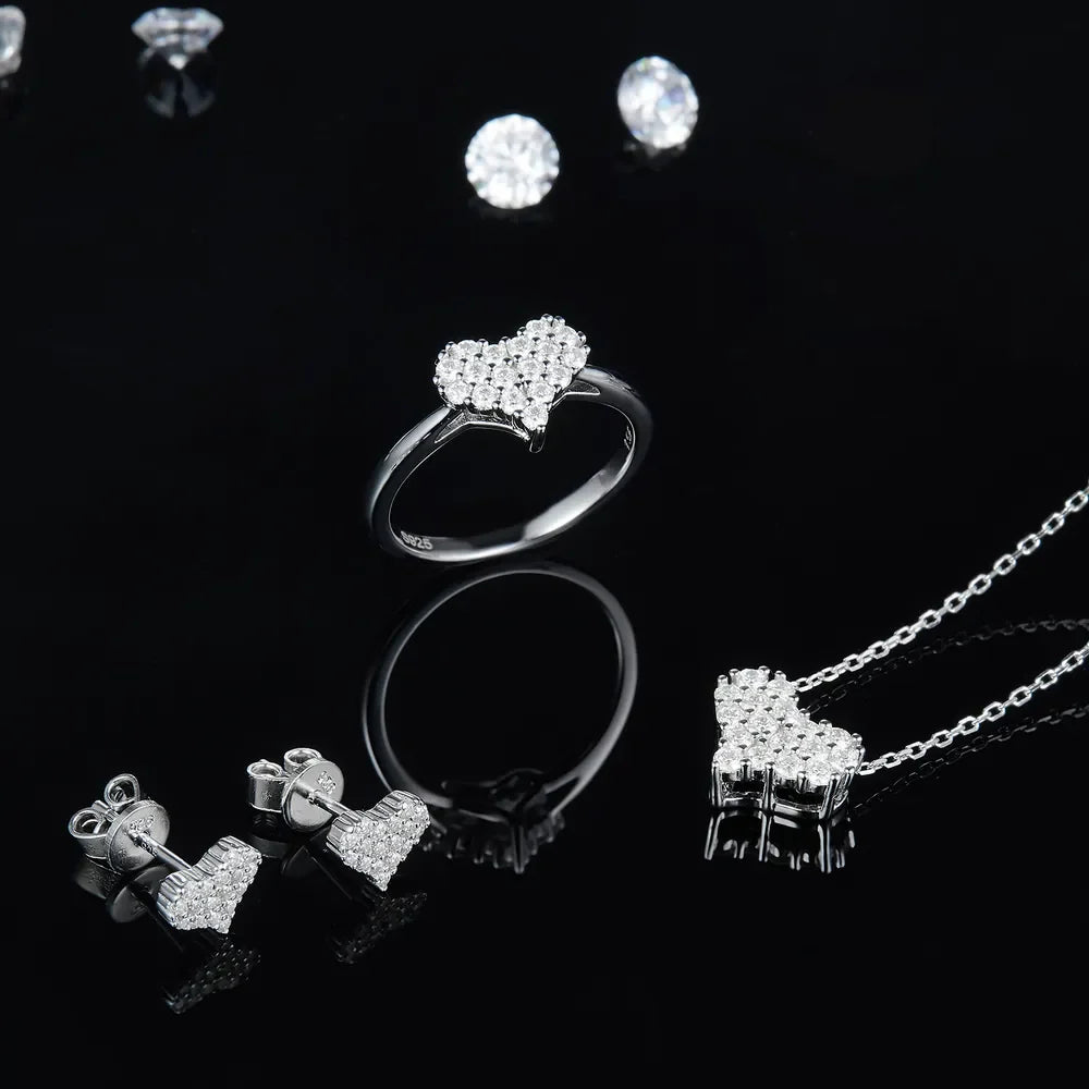 Bague Cœur en Argent Sterling 925 avec Moissanite