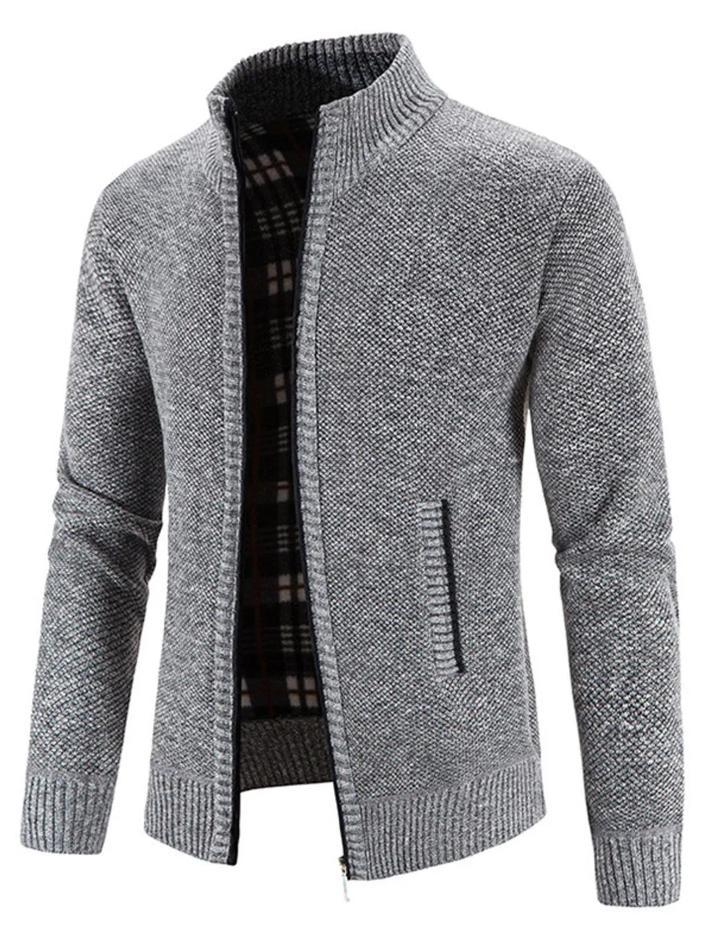 Herren Strickjacke mit Reißverschluss, Übergröße, Langarm