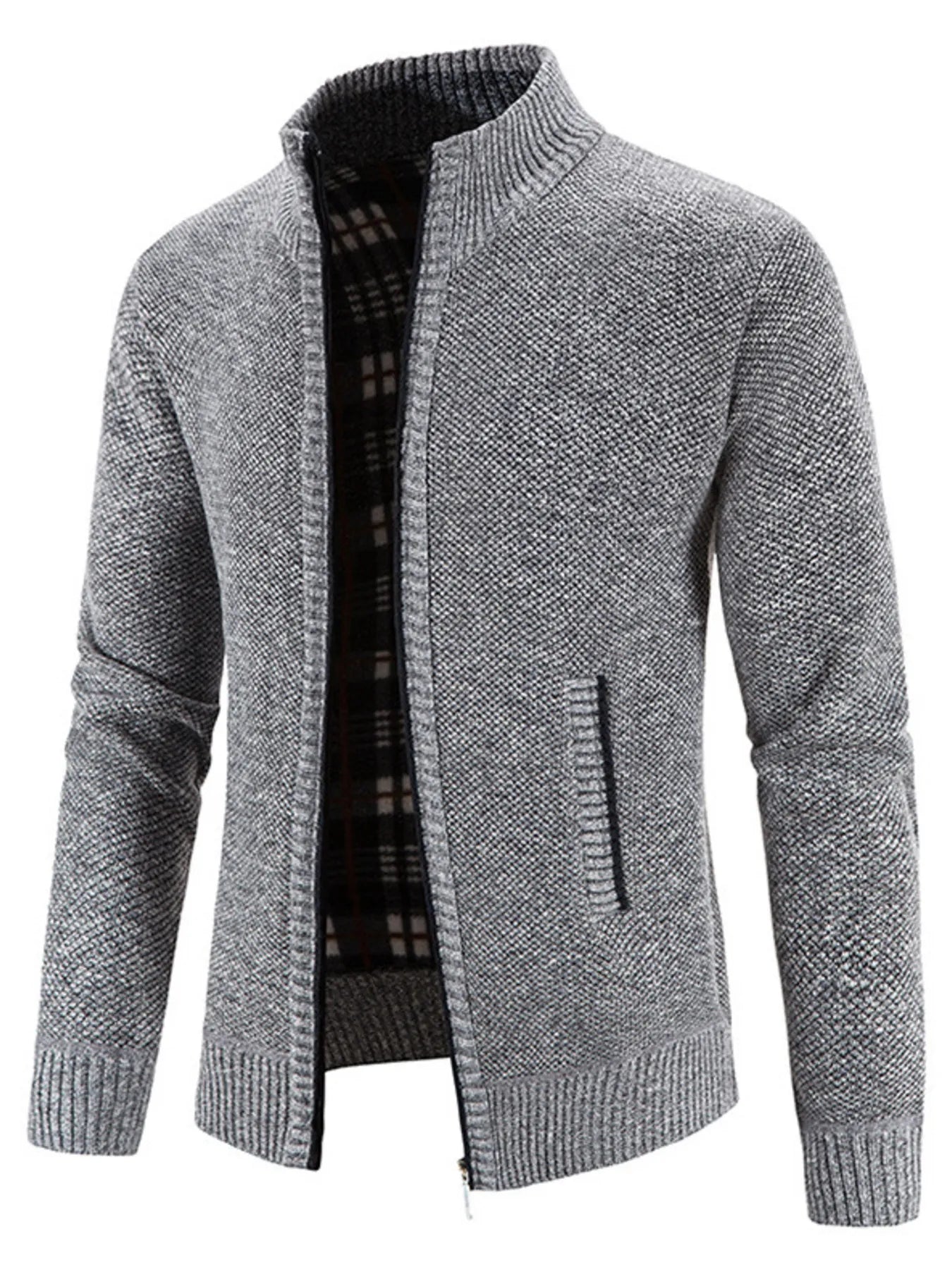 Herren Strickjacke mit Reißverschluss, Übergröße, Langarm
