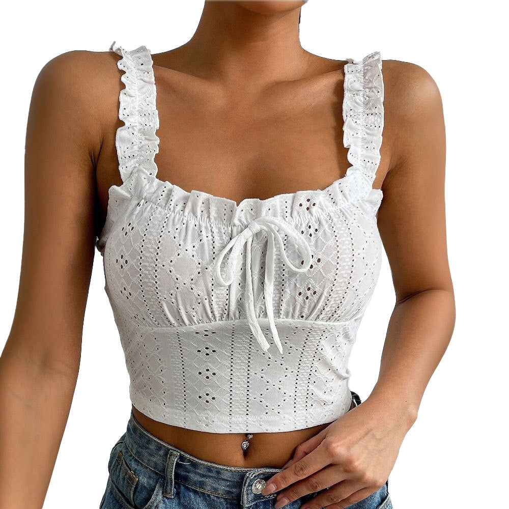Nouveau débardeur élégant en dentelle à bretelles pour le printemps et l'été