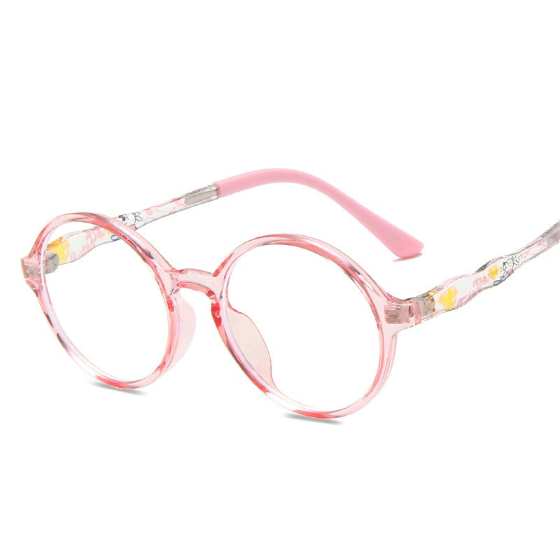 Neue runde Kinderbrille mit Blaulichtfilter, flacher Spiegel, Tr90 bunte Kinderbrille für Schüler