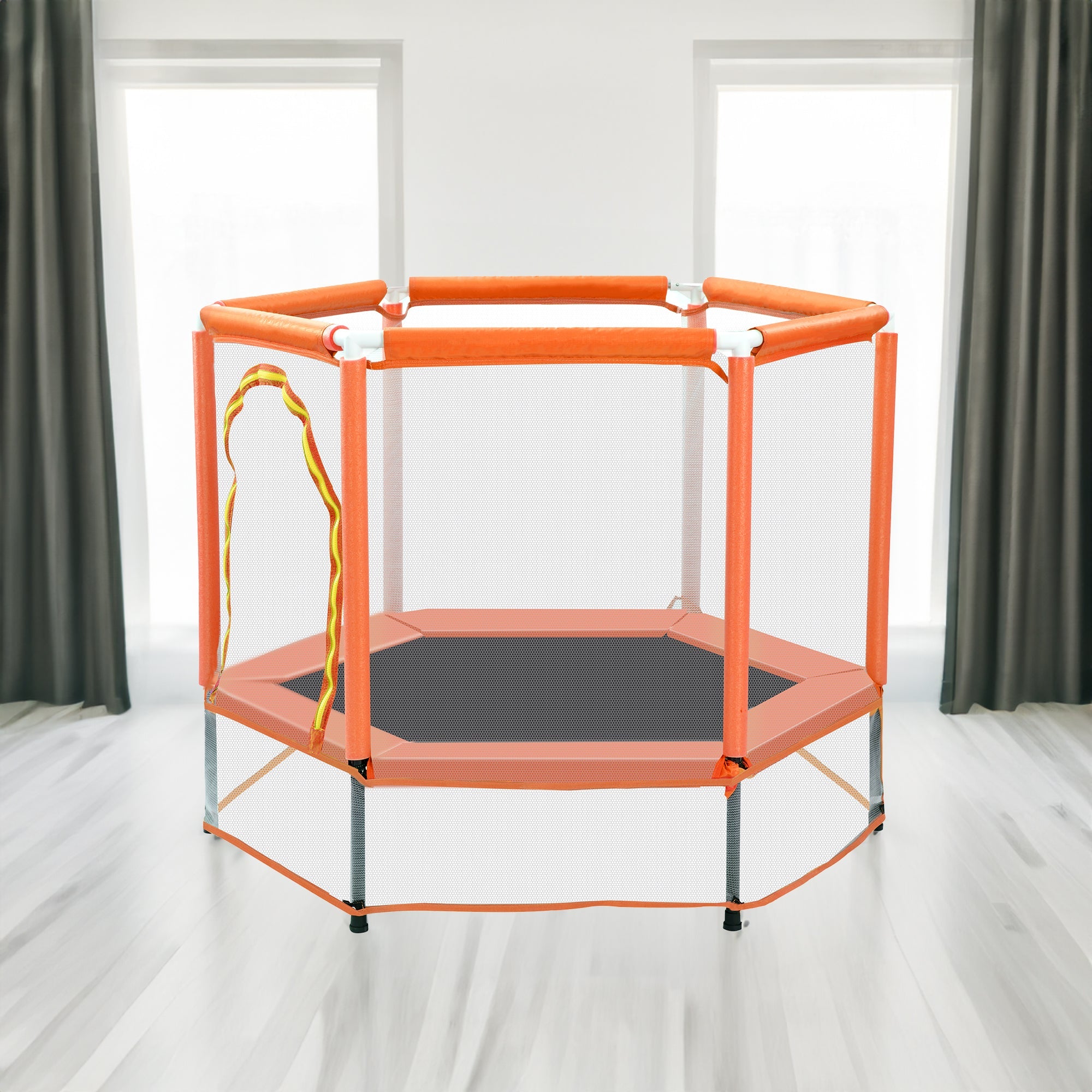 Trampoline pour tout-petits 55'' avec filet de sécurité et balles, mini trampoline intérieur/extérieur pour enfants