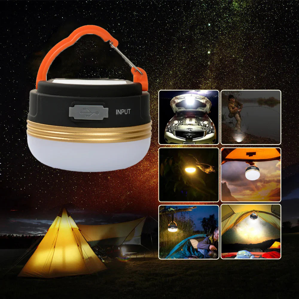 EcoBright CampLite: Wiederaufladbare LED-Campinglaterne mit USB-Anschluss