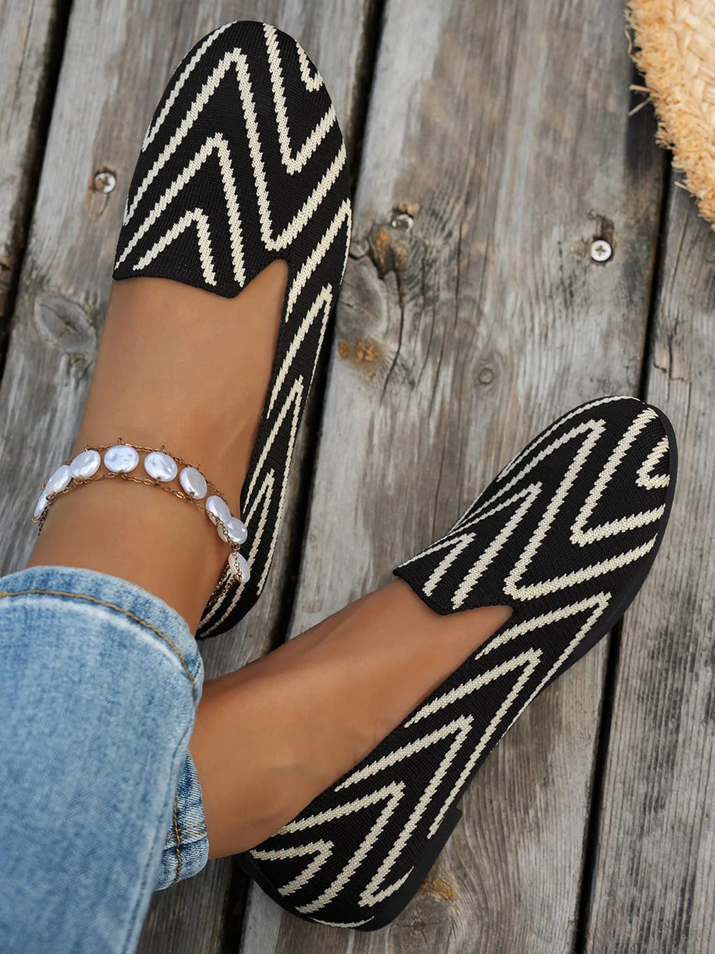 Chaussures plates à motif chevron