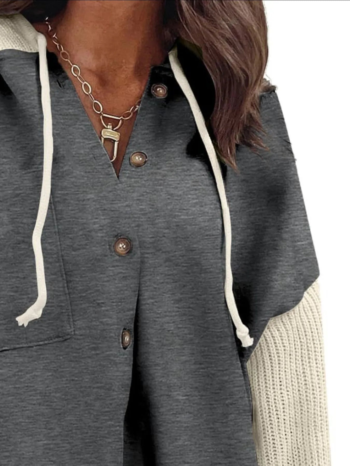 Sweat à capuche boutonné avec cordon de serrage