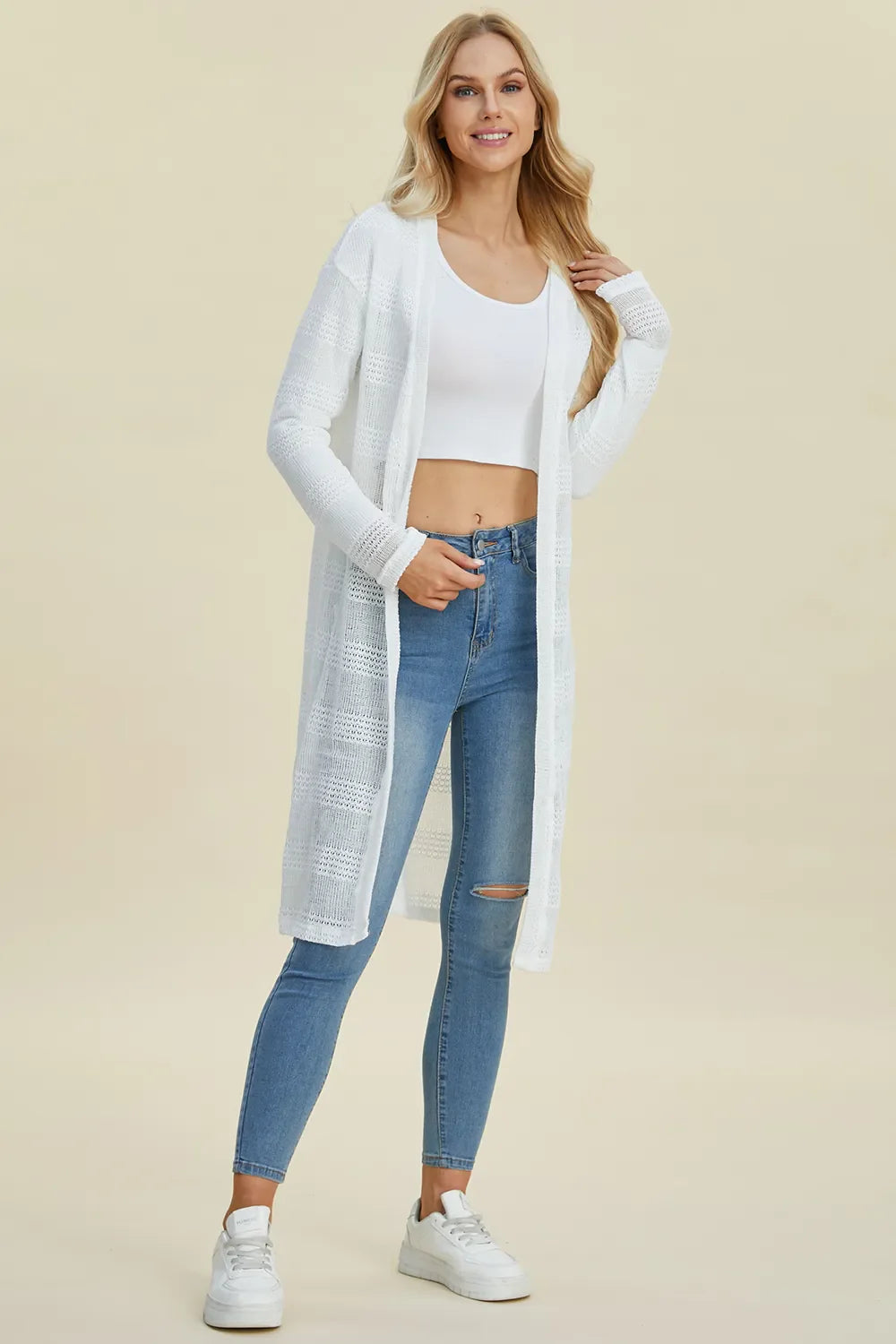 Cardigan long ouvert en maille Double Take