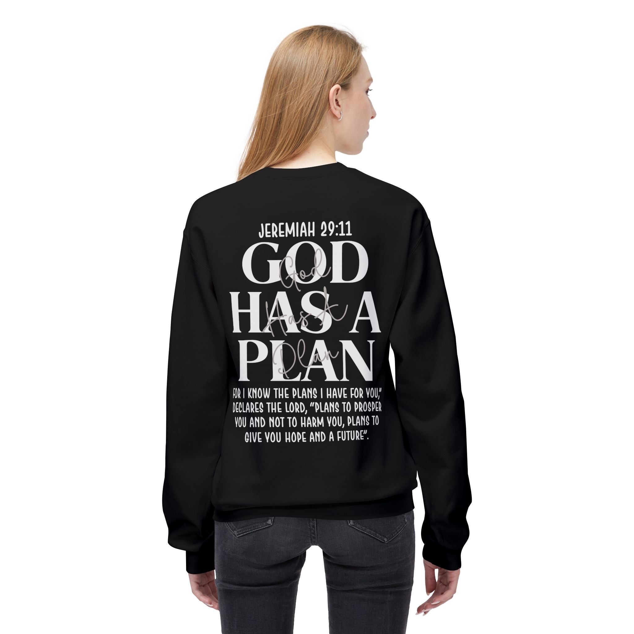 Gott hat einen Plan Rundhals-Sweatshirt – Jeremia 29:11 Christlicher Pullover