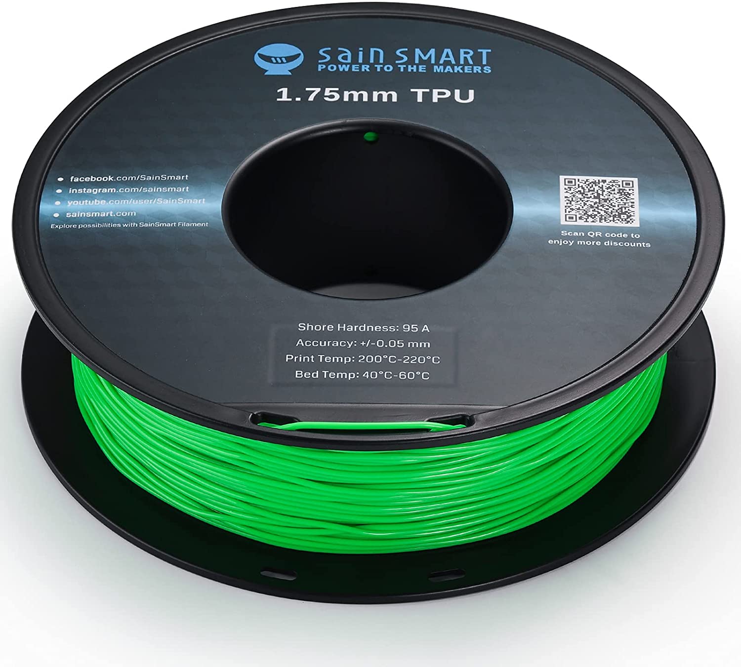 Neongrün, Cyberpunk Farbe TPU Filament 1,75 mm 0,8 kg/1,76 lb