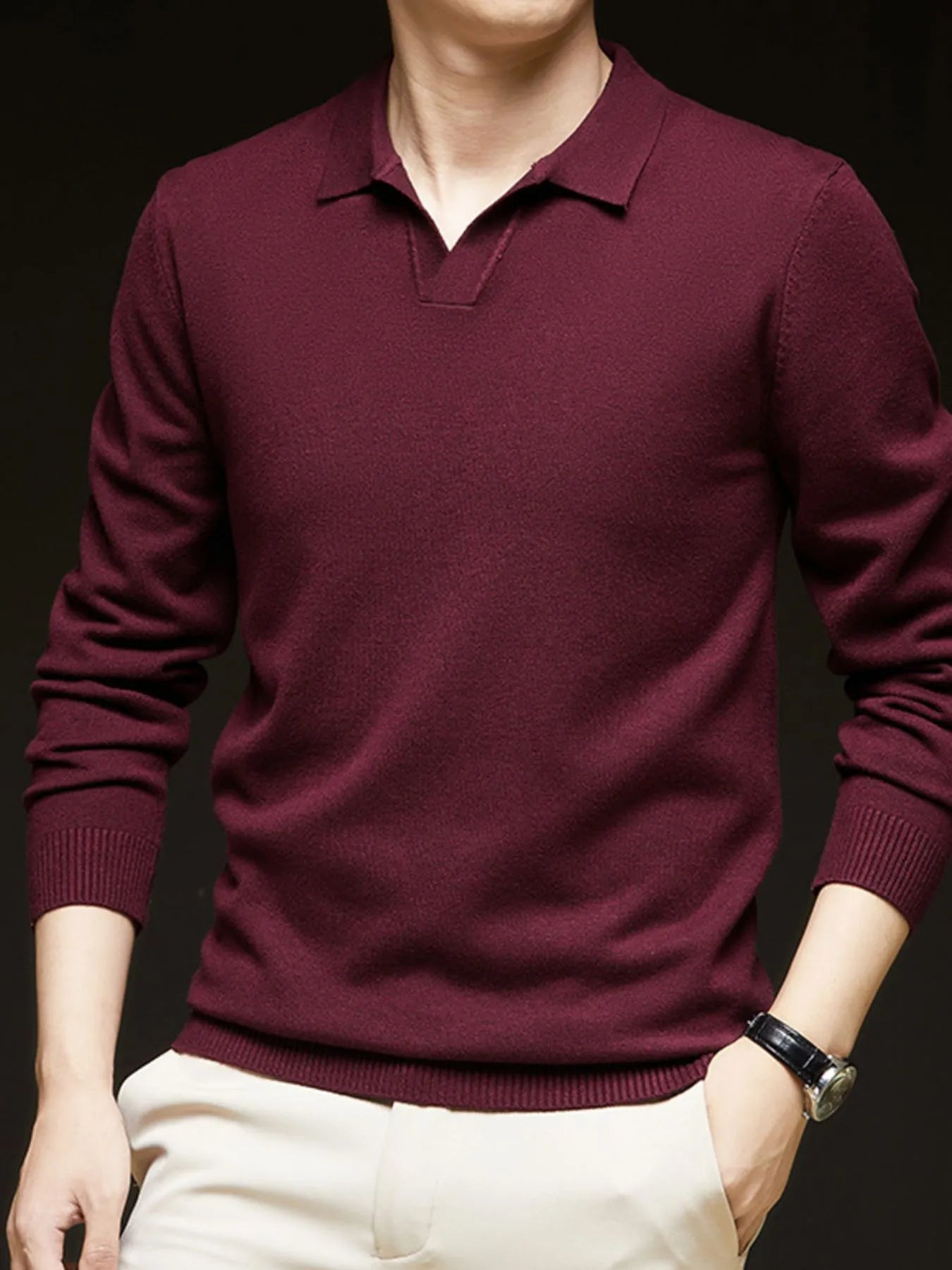 Herren Poloshirt Langarm mit Kragen in Übergröße