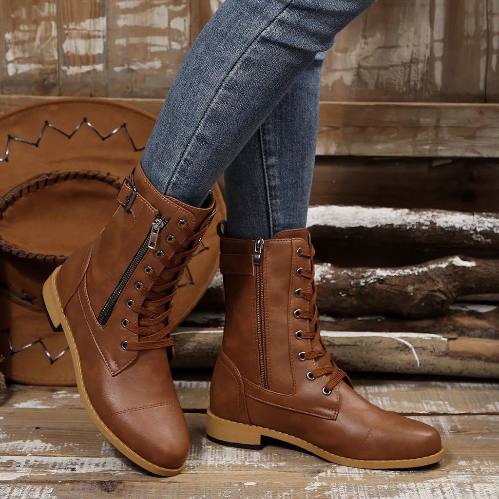 Bottes à talons carrés et bouts ronds