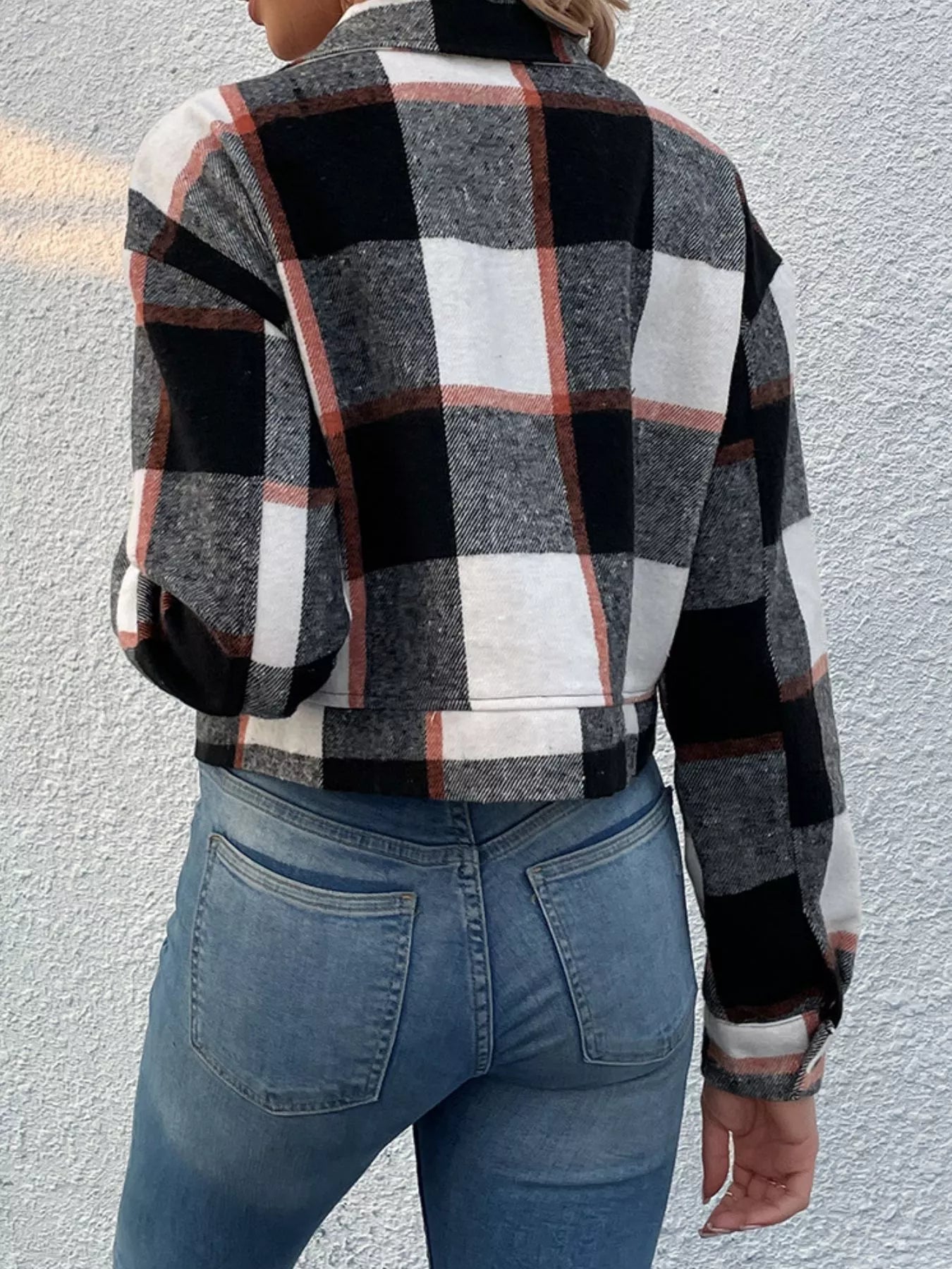 Karierte Cropped Hemdjacke