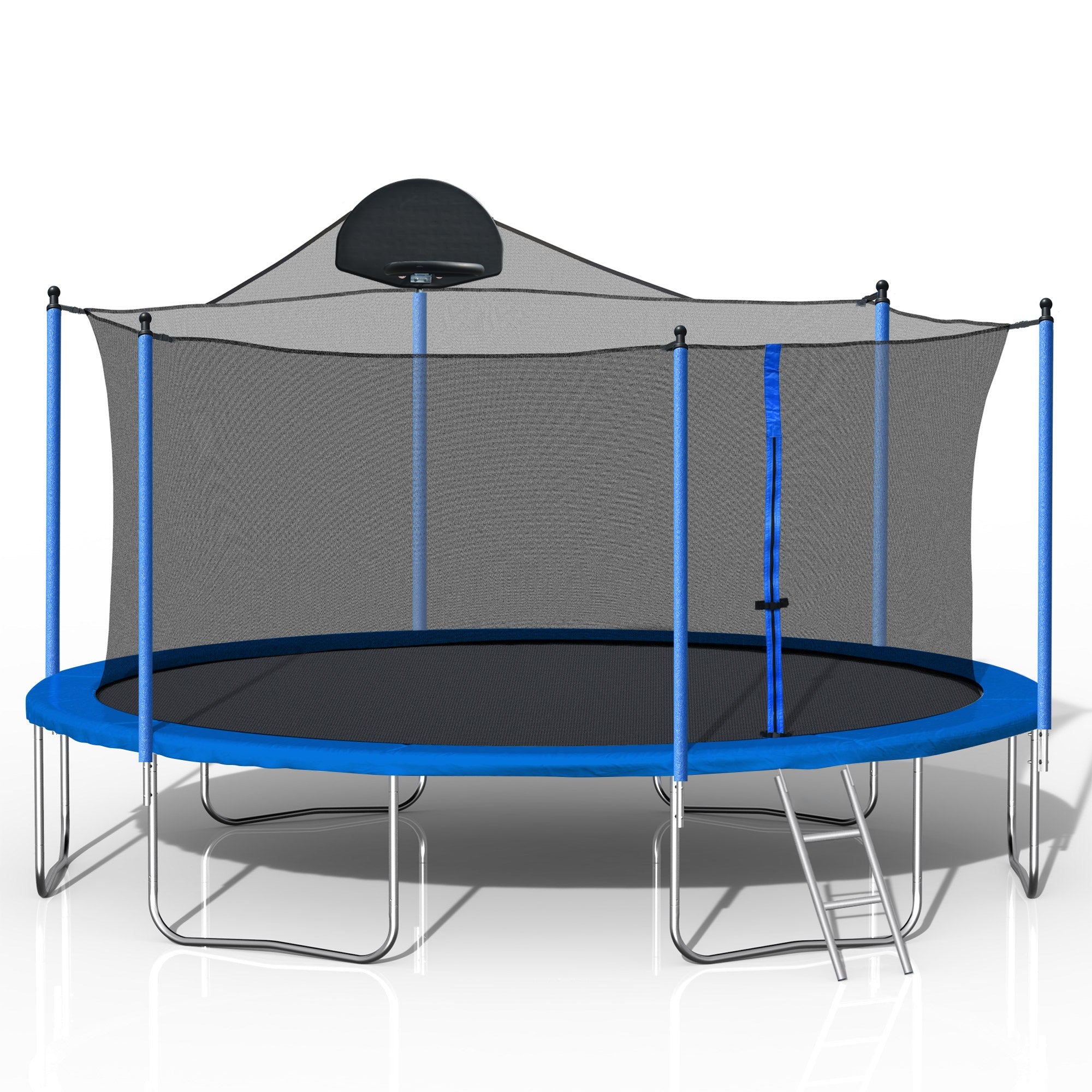 14FT Trampolin für Erwachsene & Kinder mit Basketballkorb, Outdoor-Trampoline mit Leiter und Sicherheitsnetz für Kinder und Erwachsene